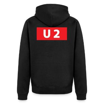 UBahn Linie Hamburg U 2 Souvenir Andenken Geschenk - Unisex Premium Bio Zip Hoodie - Schwarz - Hinten - Nico (187cm)