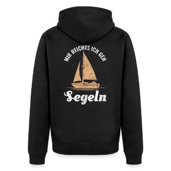 Mir reichts ich geh Segeln - Unisex Premium Bio Zip Hoodie - Schwarz - Hinten - Nico (187cm)