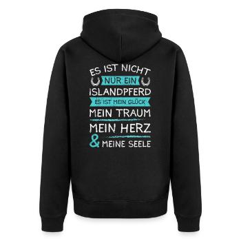 Islandpferd Isländer Spruch - Unisex Premium Bio Zip Hoodie - Schwarz - Hinten - Nico (187cm)