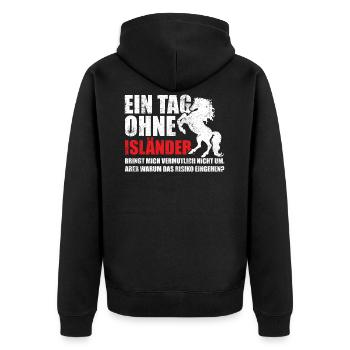 Isländer | Ein Tag ohne Isländer - Unisex Premium Bio Zip Hoodie - Schwarz - Hinten - Nico (187cm)