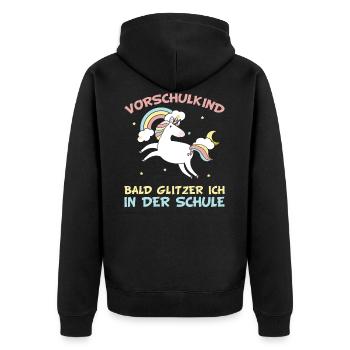 Vorschulkind Schule Vorschule Einhorn Mädchen - Unisex Premium Bio Zip Hoodie - Schwarz - Hinten - Nico (187cm)