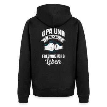 Opa und Enkel Geschenk lustig Opa Spruch Geschenk - Unisex Premium Bio Zip Hoodie - Schwarz - Hinten - Nico (187cm)