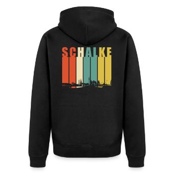 Gelsenkirchen Schalke Retro Skyline - Unisex Premium Bio Zip Hoodie - Schwarz - Hinten - Nico (187cm)