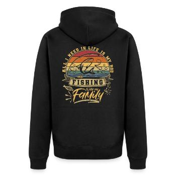 Fishing with the Angler Family Love - Unisex Premium Organic Zip Hoodie - black - Back - Nico (187cm)