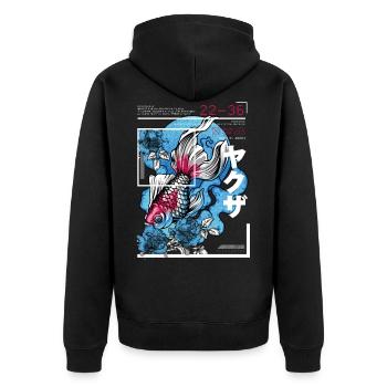 Japanese Goldfish Koi in Art Style - Unisex Premium Organic Zip Hoodie - black - Back - Nico (187cm)