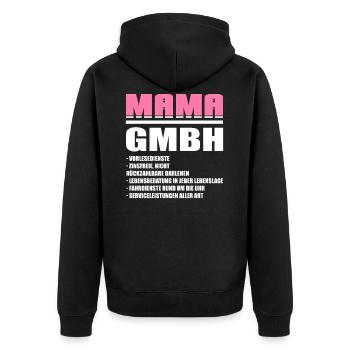 Mama GmbH Mutter Muttertag Geschenk - Unisex Premium Bio Zip Hoodie - Schwarz - Hinten - Nico (187cm)