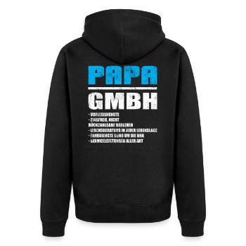 Papa GmbH Vintage - Unisex Premium Bio Zip Hoodie - Schwarz - Hinten - Nico (187cm)