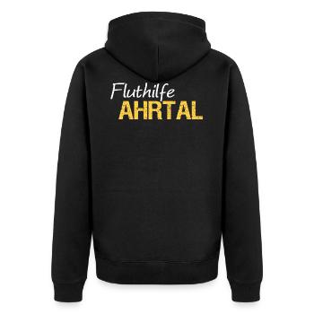 Fluthilfe Ahrtal Flut Helfer Hochwasser Eimerkette - Unisex Premium Bio Zip Hoodie - Schwarz - Hinten - Nico (187cm)
