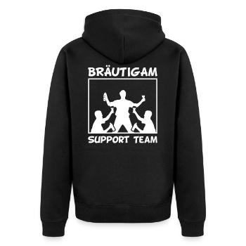 JGA Männer Junggesellenabschied Support Team - Unisex Premium Bio Zip Hoodie - Schwarz - Hinten - Nico (187cm)