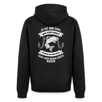 Lustiges Angler Angelausflug Geschenk - Unisex Premium Bio Zip Hoodie - Schwarz - Hinten - Nico (187cm)