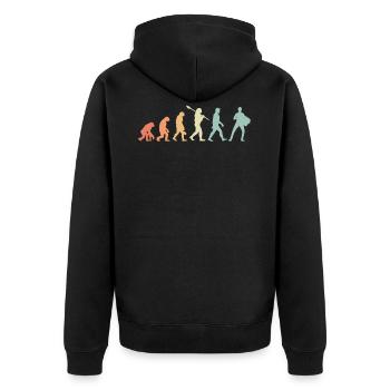 Akkordeon Retro Evolution - Unisex Premium Bio Zip Hoodie - Schwarz - Hinten - Nico (187cm)