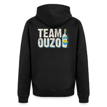 Team Ouzo - Lustige Grieche Griechenland Geschenke - Unisex Premium Bio Zip Hoodie - Schwarz - Hinten - Nico (187cm)