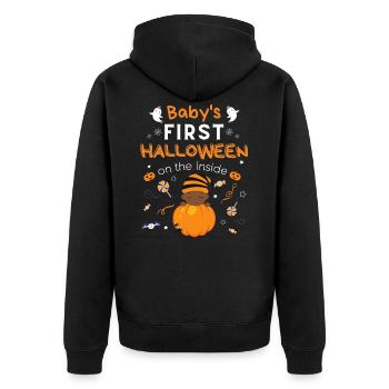Babys erstes Halloween auf der Inneren Schwangerschaft - Unisex Premium Bio Zip Hoodie - Schwarz - Hinten - Nico (187cm)