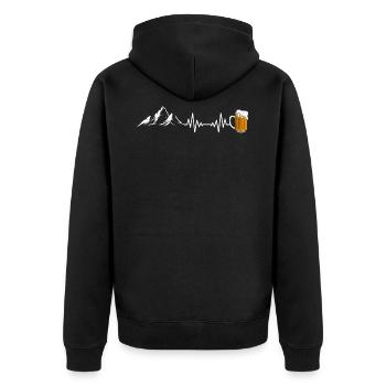 Wandern Berge Bier - Unisex Premium Bio Zip Hoodie - Schwarz - Hinten - Nico (187cm)