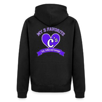 My 3 favourite C's. Cats, Coffee and Camogie - Unisex Premium Organic Zip Hoodie - black - Back - Nico (187cm)