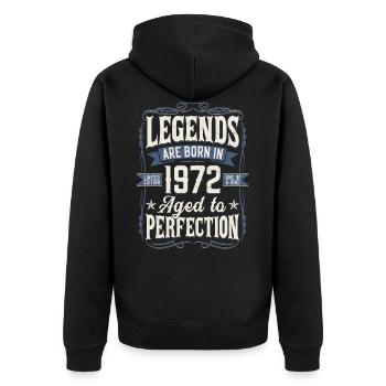 Né 1972 légendes anniversaire cadeau - Veste à capuche bio Premium Unisexe - noir - Dos - Nico (187cm)