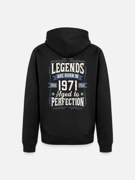 Født i 1971 Legend Fødselsdag Gave - Premium økologisk unisex-hættejakke - sort