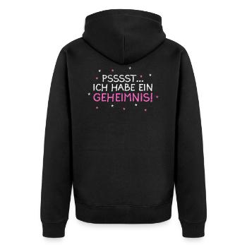 Schwangerschaft Schwanger - Unisex Premium Bio Zip Hoodie - Schwarz - Hinten - Nico (187cm)