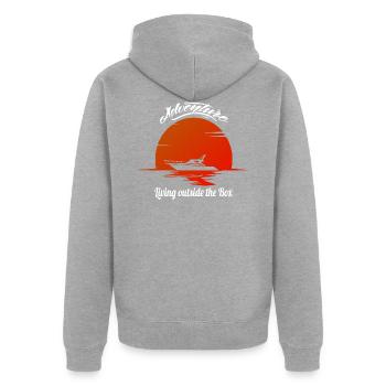 Bateau à moteur Design Rétro - Veste à capuche bio Premium Unisexe - gris chiné - Dos - Nico (187cm)