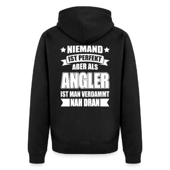Angler Angeln Lustige Spruch - Unisex Premium Bio Zip Hoodie - Schwarz - Hinten - Nico (187cm)