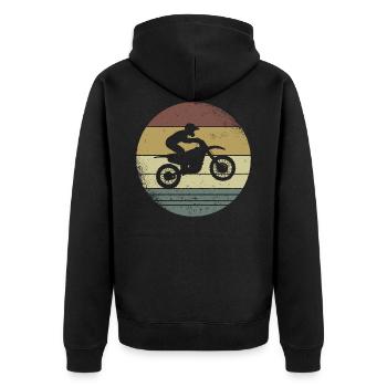 Motocross Motocrossfahrer Motorsport Geschenkidee - Unisex Premium Bio Zip Hoodie - Schwarz - Hinten - Nico (187cm)