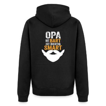 Opa mit Bart ist richtig Smart Geschenk Bartträger - Unisex Premium Bio Zip Hoodie - Schwarz - Hinten - Nico (187cm)