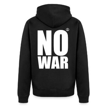 No war - Unisex Premium Organic Zip Hoodie - black - Back - Nico (187cm)