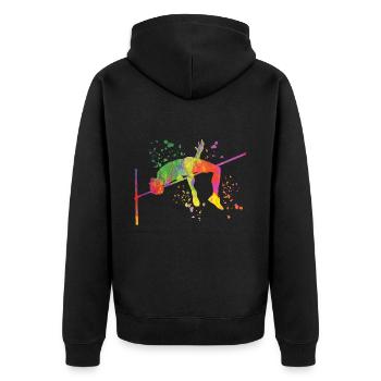 Saut en hauteur Aquarelle Saut en hauteur - Veste à capuche bio Premium Unisexe - noir - Dos - Nico (187cm)