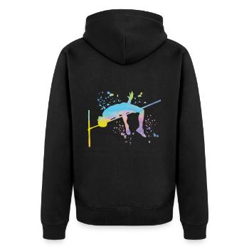 Saut en hauteur Aquarelle Saut en hauteur - Veste à capuche bio Premium Unisexe - noir - Dos - Nico (187cm)