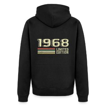 Jahrgang 1968 Geburtstag 1968 Jahrgang 1968 - Unisex Premium Bio Zip Hoodie - Schwarz - Hinten - Nico (187cm)
