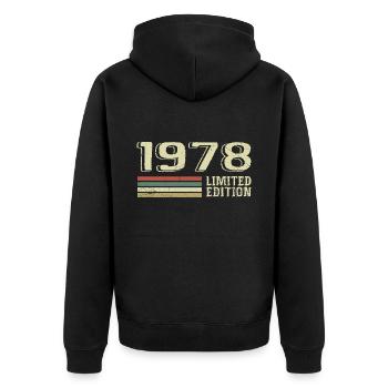 Jahrgang 1978 Geburtstag 1978 Jahrgang 1978 - Unisex Premium Bio Zip Hoodie - Schwarz - Hinten - Nico (187cm)