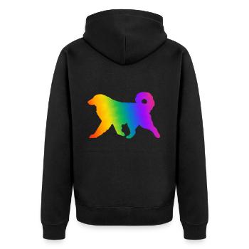 Pyrenäen-Sennenhund, vollständig anpassbar nach Wunsch - Unisex Premium Bio Zip Hoodie - Schwarz - Hinten - Nico (187cm)