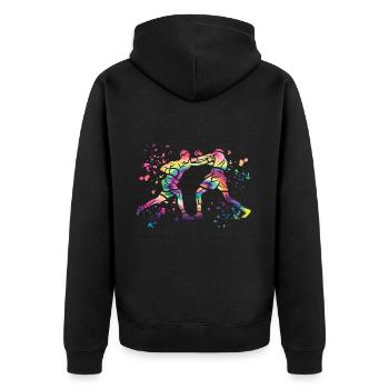 Boxing Fighter Kids Boxing Match Boxer - Unisex Premium Organic Zip Hoodie - black - Back - Nico (187cm)