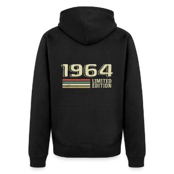 Born in 1964 Birthday 1964 Vintage 1964 - Unisex Premium Organic Zip Hoodie - black - Back - Nico (187cm)