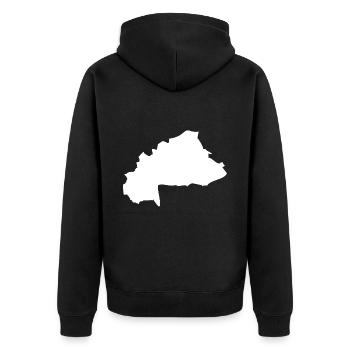 Burkina Faso Landkarte Flagge - Unisex Premium Bio Zip Hoodie - Schwarz - Hinten - Nico (187cm)