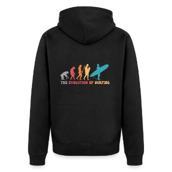 Surf-Evolution des Surfens Surfer-Humor - Unisex Premium Bio Zip Hoodie - Schwarz - Hinten - Nico (187cm)