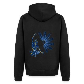 yoga 22 e 272 - Unisex Premium Bio Zip Hoodie - Schwarz - Hinten - Nico (187cm)
