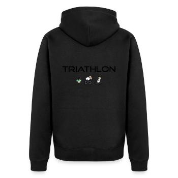 Triathlet Schaf - Unisex Premium Bio Zip Hoodie - Schwarz - Hinten - Nico (187cm)