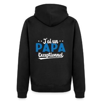 Fête des Pères - J'ai Un Papa Exceptionnel - Veste à capuche bio Premium Unisexe - noir - Dos - Nico (187cm)