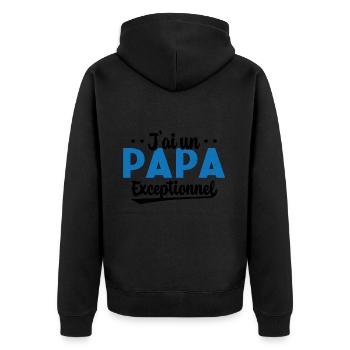 Fête des Pères - J'ai Un Papa Exceptionnel - Veste à capuche bio Premium Unisexe - noir - Dos - Nico (187cm)