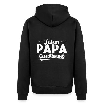 Fête des Pères - J'ai Un Papa Exceptionnel - Veste à capuche bio Premium Unisexe - noir - Dos - Nico (187cm)