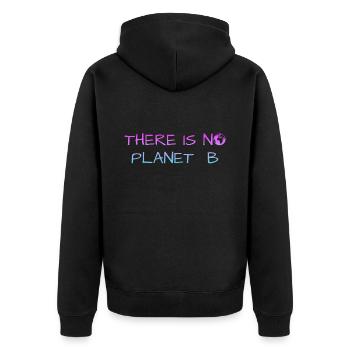 there is no planet b - Unisex Premium Bio Zip Hoodie - Schwarz - Hinten - Nico (187cm)