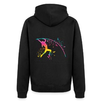 Stabhochspringer Kids Stabhochsprung - Unisex Premium Bio Zip Hoodie - Schwarz - Hinten - Nico (187cm)
