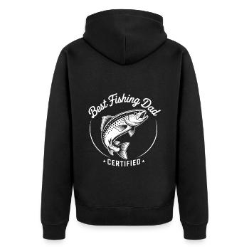 Bester Angelpapa Best Fishing Dad Approved - Unisex Premium Bio Zip Hoodie - Schwarz - Hinten - Nico (187cm)