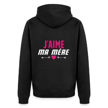 J’aime ma mère fête des mères - Veste à capuche bio Premium Unisexe - noir - Dos - Nico (187cm)