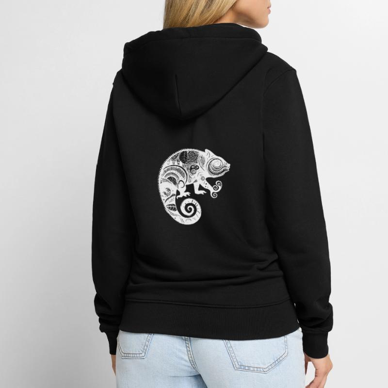 Chameleon with boho Aztec patterns Unisex Premium Organic Zip Hoodie
