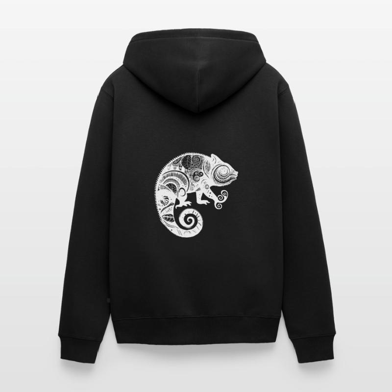 Chameleon with boho Aztec patterns Unisex Premium Organic Zip Hoodie