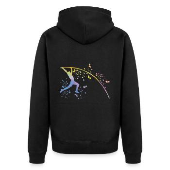 Stabhochspringer Kids Stabhochsprung - Unisex Premium Bio Zip Hoodie - Schwarz - Hinten - Nico (187cm)