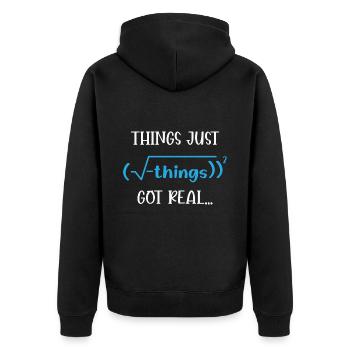 Lustig Mathematik Spruch Mathelehrer Mathesprüche - Unisex Premium Bio Zip Hoodie - Schwarz - Hinten - Nico (187cm)