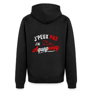 T-Shirt Ich kann kein Aquapony haben - Unisex Premium Bio Zip Hoodie - Schwarz - Hinten - Nico (187cm)